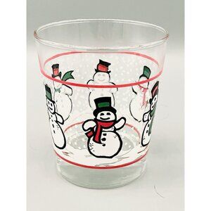 Vintage LIBBEY Snowman Whiskey Glass 4” Lowball Happy Snowmen Replacement
